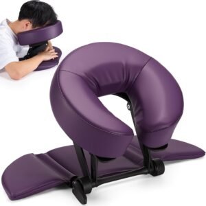 Udefineit Face Down Tabletop Massage Kit, Adjustable Headrest Face Cradle with Hand Rest Pad, Universal Desktop Home Mattress Massage Cradle with Soft Pillow for SPA Chair Bed Office Desk – Purple