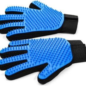NVNAN Pet Hair Removal Glove for Dogs & Cats, 2-in-1 Deshedding Brush & Massage Mitt – Grooming Gloves for Shedding Control, Bathing and Washing, Safe for Short/Long Hair Pets 2-Pack (Blue)