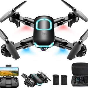 Drone with 1080P Camera, Foldable Drone for Beginners with Light, Upgrade Altitude Hold, Gesture Selfie, Waypoint Fly, 3D Flip, 3 Speed Mode, Circle Fly, One Key Start