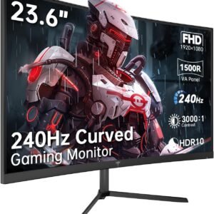 KTC 24 Inch 240Hz Curved Gaming Monitor, FHD 1080p 1500R 1ms Computer Monitor, Adaptive Sync, 3000:1 Contrast, HDR Support, HDMI 2.0 & DP 1.4, Low Blue Light, Tilt, VESA, H24S17P