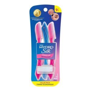 Schick Hydro Silk Touch-Up Dermaplaning Tool with Precision Eyebrow Cover, 9ct | Dermaplane Razor, Face Razors for Women, Peach Fuzz Remover | Beauty Stocking Stuffer