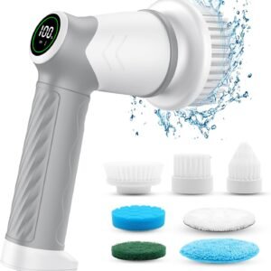 DAESUNG Electric Spin Scrubber, Cordless Power Scrubber & Electric Cleaning Brush with 7 Replaceable Heads, Dual Speed IPX7 Waterproof Handheld Scrubber for Bathroom, Shower & Tile Cleaning