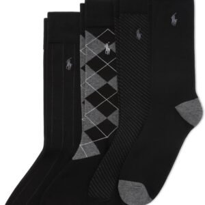 POLO RALPH LAUREN Men’s Assorted Pattern Dress Crew Socks (4-Pack)
