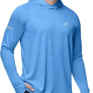Roadbox Mens UPF 50+ Sun Protection Hoodie, UV Long Sleeve Fishing Shirts, Lightweight Swim Rash Guard for Outdoor Hiking