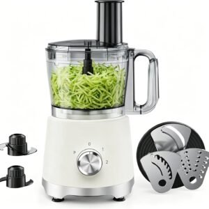 Simple Deluxe Food Processor 10.5 Cup, Multi-Functional Vegetable Choppers Food Grinder with Slicing Shredding Chopping Kneading, Suitable for Smoothie Fruit Dough, 2.6QT, White