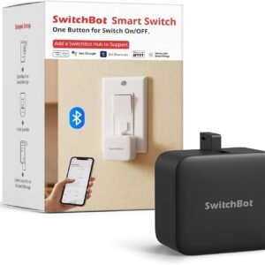 Switchbot Smart Switch Button Pusher (Bluetooth) – Fingerbot for Rocker Switch/One-Way Buttons, App Timer Control, No Wiring, Optional Hub Required for Voice/Remote, Black