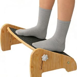 Adjustable Under Desk Footrest-Bamboo 4-Position Ergonomic Office Foot Stool with Large Non-Slip Surface, Improves Posture for Home,Office & Computer Desk Use (Natural)