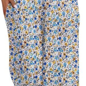 Ekouaer Womens Causal Sleeveless Jumpsuits Summer Boho Wide Leg Floral Rompers Overalls with Pockets
