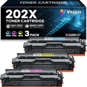 202X Toner Cartridges Compatible Replacement for HP 202X CF500XM Toner Works with MFP M281fdw M281cdw M281fdn M254dw M254dn Printer(202XCyan 202XMagenta 202XYellow 3Pack)