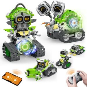 Opmind 5in1 STEM AI Robot Toys Building Set, 478Pcs APP & Remote Control Engineering Erector Blocks for Kids Age 6-8, Coding Interactive Educational Christmas Birthday Gift for 10-12 Year Boys & Girls