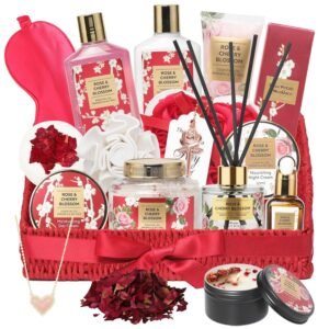 25Pcs Mothers Day Gift Basket for Women, Gifts for Women – Luxurious Rose Bath and Body Spa Gift Basket for Women, Skin Care Set for Women | Spa Kit, Gifts Set for Birthday, Christmas, Valentines Day