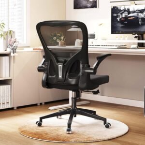Ergonomic Office Chair, High-Back Mesh Computer Desk Chair with Adjustable Height, Lumbar Support, Flip-Up Armrests,and Swivel Rolling Design for Home and Office Use