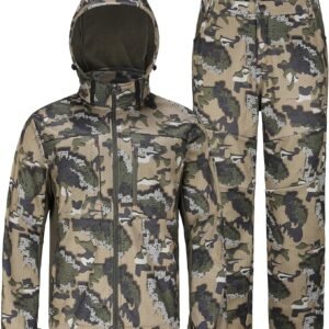 UIIHUNT Hunting Clothes for Men with Fleece Lining: Safety Strap Compatible Water Resistant Silent Hunting Jacket and Pants