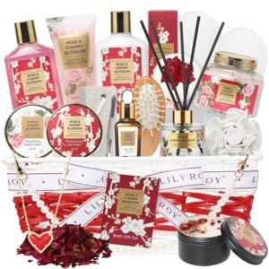 Mother‘s Day Gift Basket for Women, Gifts for Women – Rose Spa Gift Basket for Women, Bath and Body Gift Sets for Mom, Skin Care Set for Women | Spa Kit, Gifts for Christmas, Valentines Day, Birthday