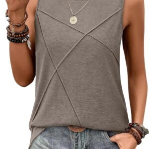 WIHOLL Women’s Sleeveless Summer Crewneck Loose Fit Tank Tops