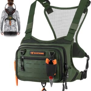 KastKing Bait Boss Water-Resistant Fishing Chest Pack With EVA Zip-Down Workstation, MOLLE Storage, Adjustable Chest Straps