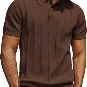 PJ PAUL JONES Mens Polo Shirts Short Sleeve Textured Knit Polo Shirt Ribbed Casual Golf Shirts