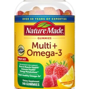 Nature Made Multivitamin + Omega-3, Multivitamin Gummies for Women and Men, Daily Nutritional Support, 140 Adult Gummy Vitamins & Minerals, 70 Day Supply