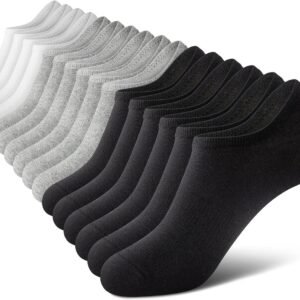 wernies No Show Socks Men, Low Cut Ankle Short Casual Cotton Socks with Non Slip Grips 6-10/11-13