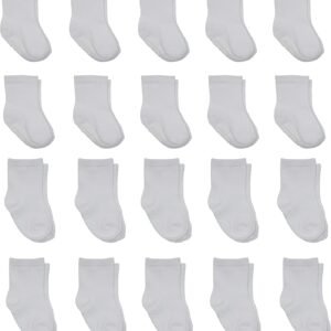 Little Me 20-Pack Newborn Baby Infant & Toddler Unisex Socks, 0-12/12-24 Months, Assorted Size Pack, White