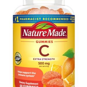 Nature Made Extra Strength Dosage Vitamin C 500 mg per serving, Dietary Supplement, Vitamin C Gummies for Immune Support, 60 Gummies, 30 Day Supply
