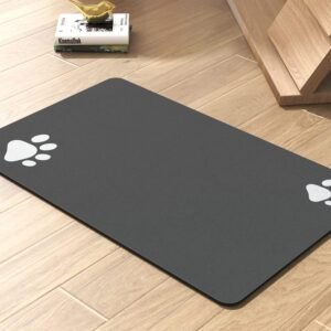 Pet Feeding Mat-Absorbent Dog Mat for Food and Water Bowl-No Stains Quick Dry Dispenser Mat-Dog Accessories Pet Supplies-Water Bowl for Messy Drinkers（Darkgrey,12″x19″