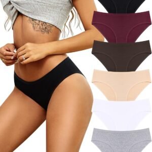 ALL OF SHE Womens Underwear Cotton Hipster Panties Breathable Sexy Cheeky Stretch Soft Ladies Bikini Underwear 6 Pack S-XXL