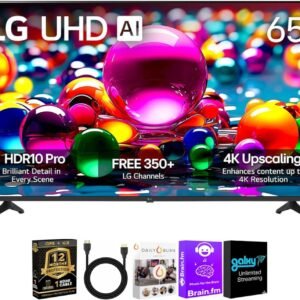 LG 65 Inch Class UA77 Series LED AI 4K Smart webOS TV 2025 HDR WiFi Bluetooth Streaming Bundle with HDMI Cable and 12 Month CPS Protection Plan (65 inch)