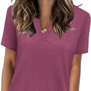 Spring Tops for Women Casual V Neck T Shirt Lightweight Short Sleeve Soft Tee for Summer Everyday Wear