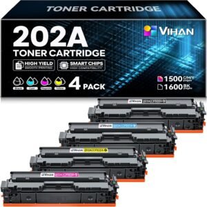 Vihan 202A Toner Cartridge 4 Pack Replacement for HP 202A CF500A Toner Cartridge Compatible with MFP M281fdw M281cdw M281fdn M254dw M254dn Printer Ink (Black Cyan Yellow Magenta)