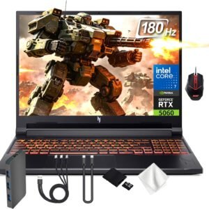 Acer Nitro V 16 16″ WUXGA 180Hz Gaming Laptop, Intel Core 7 240H, NVIDIA GeForce RTX 5060, 16GB DDR5, 1.5TB Storage(512GB SSD&1TB Docking), Backlit Keyboard, Copilot+PC, Nitro Mouse, Win 11 Pro, Black