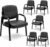 Office Reception Guest Chair Set of 6, Waiting Room Chair, Desk Chair No Wheels with Padded Arms Rest and Sled Base for Lobby and Conference, Table Side Salon, Home, Black