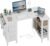 Lufeiya White L Shaped Computer Desk with Drawers & Storage Shelves, 47 Inch Corner Reversible Desk with Power Outlet for Home Office Bedroom, L-Shaped Teen PC Desks with Fabric Drawer, White