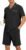 PrinStory Mens Pajamas Set Summer Pjs Sets Lightweight Short Sleeve Pajama Soft Sleepwear Loungewear with Pockets
