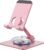 Cell Phone & Tablet Stand for Desk, Aluminum Adjustable Holder for iPhone, iPad & Smartphones || Foldable Mount with 360° Swivel, Stable Base & Portable Design for 4–9.7in Devices, Pink
