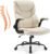 Sweetcrispy Ergonomic Office Chair Heavy Duty Task Desk Chair with Flip-up Arms, PU Leather, Adjustable Swivel Rolling Chair with Wheels, Beige