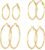 4 Pairs Silver Gold Hoop Earrings for Women | 14K Gold Plated Hoop Earrings Set Hypoallergenic Earring Lightweight Dangle Earrings Set