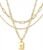 YEEZII Layered Gold Necklaces for Women Trendy, 3 Pcs 14K Gold Plated Choker Paperclip Box Chain Necklace, Stackable Women’s Gold Pendant Necklaces Jewelry Set