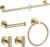 TURS Brushed Gold 5 Piece Bathroom Hardware Set, SUS304 Stainless Steel 24 Inch Bath Towel Bar Set, Round Bathroom Accessories Kit Wall Mounted