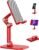 OCYCLONE Phone Stand, Adjustable Height and Angle Foldable Cell Phone Stand Holder for Desk, Taller iPhone Stand Compatible with 4.7″-13″ Smartphones iPad Tablet, Red