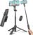 Selfie Stick Travel Tripod for Cell Phone with Remote Control and Phone Holder, Extendable Selfie Stick for iPhone, iPhone Tripod for Video Recording, 50 Inch, Black