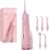 Cordless Portable Water Flosser with 300ML Tank: Rechargeable Oral Irrigator with 5 Tips for Travel, Braces Care and Sensitive Gums, IPX7 Waterproof Teeth Cleaning Device(Pink)