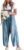 chouyatou Women Loose Adjustable Strap Denim Bib Overall Jeans Distressed Wide Leg Baggy Overalls Jumpsuit