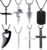 MAIBAOTA 8 Pcs Necklace for Men, Mens Necklaces Jewelry Set, Black and Silver Stainless Steel Necklace, Cross Pendant Necklace, 16-24 inches Chain
