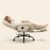 FLEXISPOT Luno 2-in-1 Chaise Lounge Chair Indoor with Wheels Footrest 90-165° Reclining Lumbar Support, Home Office Chairs for Living Room Bedroom Study Working Relaxing, Leather, Beige White, HC4