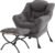 Tiita Modern Large Accent Chair with Ottoman, Comfy Leisure Sofa Armchair with Footrest, Reading Chair for Bedroom, Living Room, Dorm Rooms, Garden Dark Grey