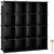 C&AHOME Cube Storage Organizer, 16-Cube Shelves Units, Plastic Storage Cubes, DIY Closet Organizer, Modular Closet Storage Shelves Ideal for Home, Bedroom, 48.4″ L × 12.4″ W × 48.4″ H Black SUM3016H