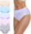 coskefy Women’s High Waisted Cotton Underwear Soft Breathable Panties Stretch Briefs Ladies Panties 5 Pack