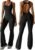 OEAK Womens Flare Jumpsuit with Bra Tummy Control Cutout Romper Workout Outfit Sleeveless Unitard One Piece Backless Bodysuit