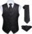 HISDERN Mens Vest Tie Set 3PC Formal Waistcoat Paisley Floral Jacquard Necktie Pocket Square Suit Vests Wedding Party